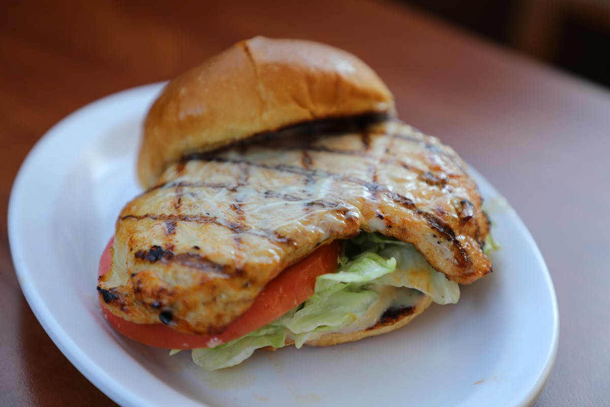 a close up of a sandwich on a plate