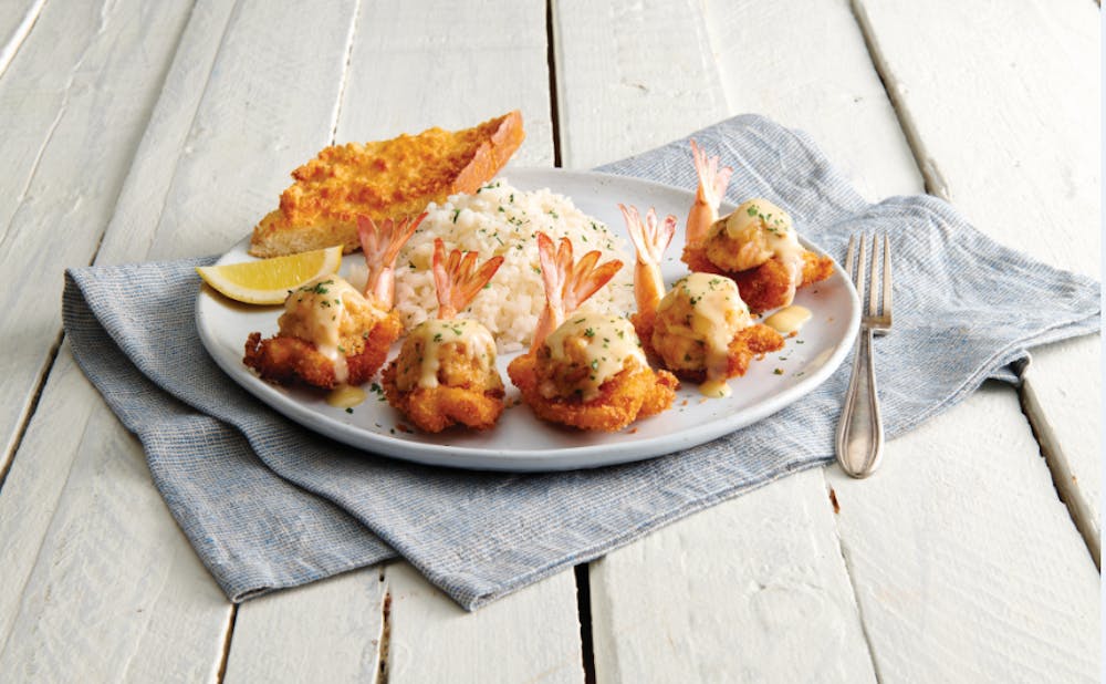 a plate of food on a picnic table