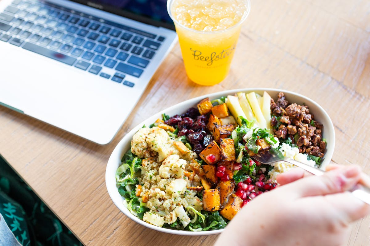 a bowl of food on a table