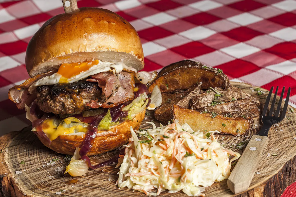 burger with meat and salad