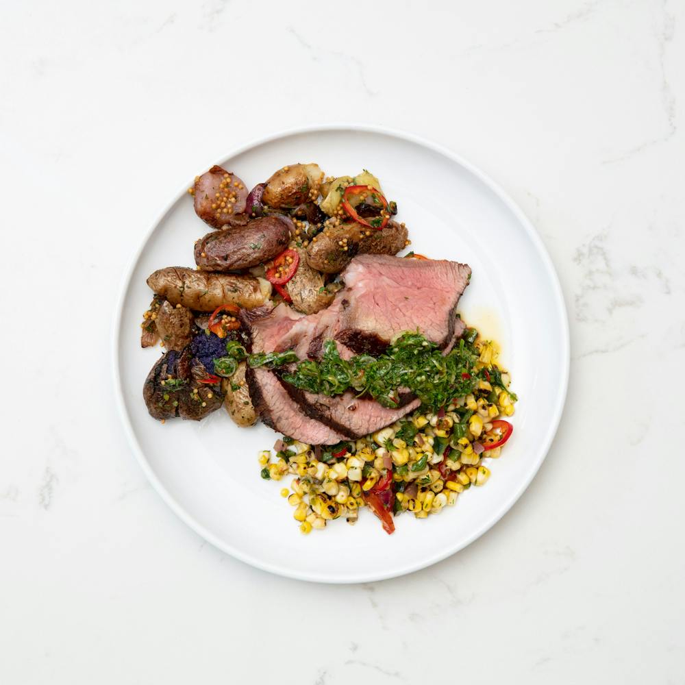 a white plate topped with different types of food