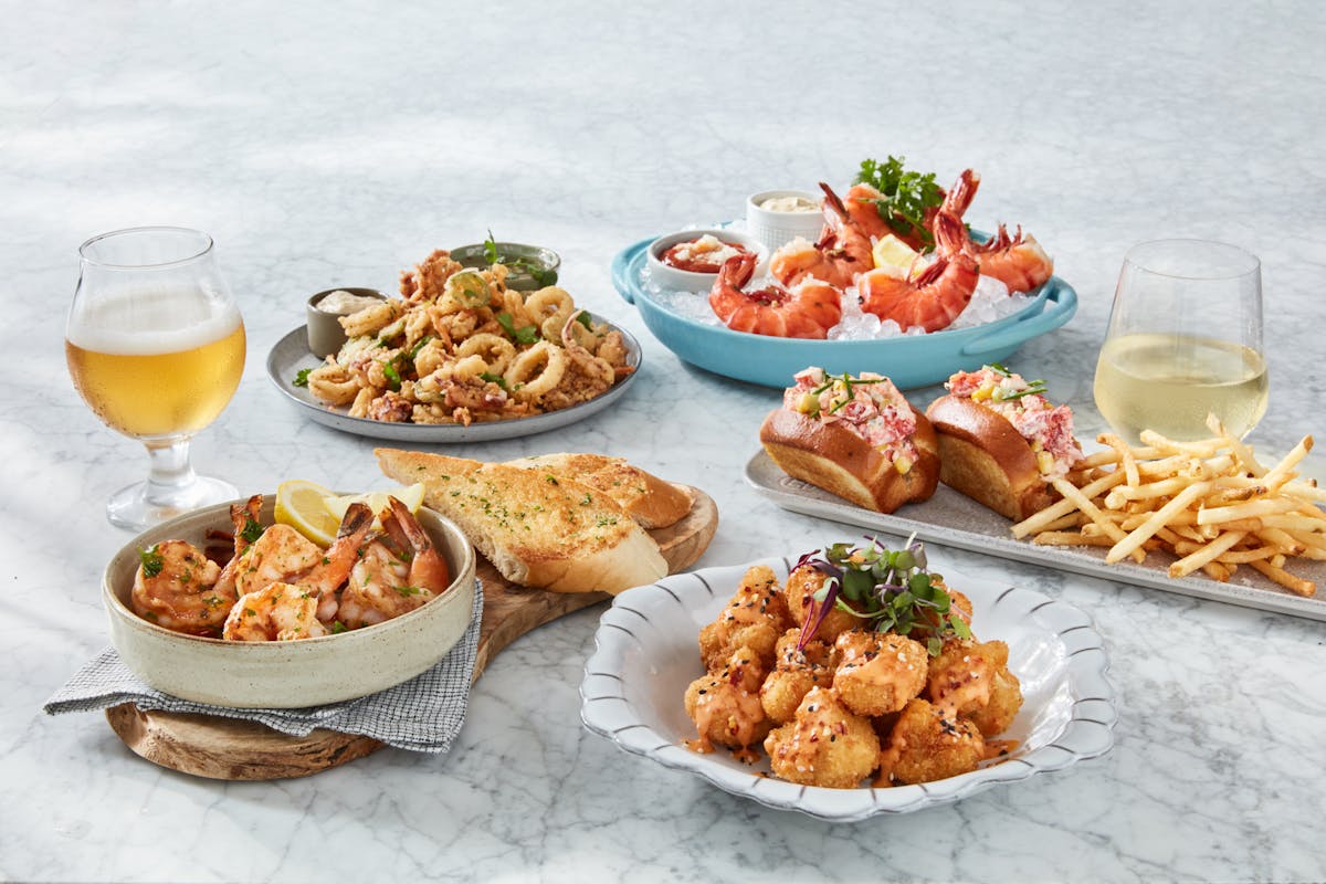 several plates of food