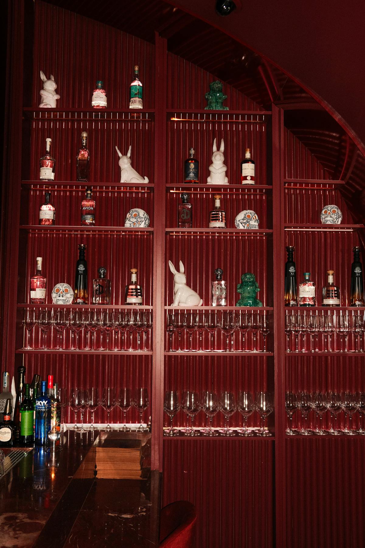 decoration behind wax rabbit
