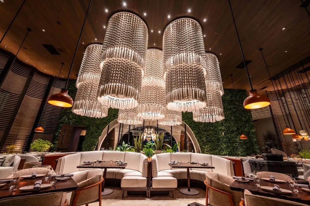 the chandeliers on the Mijo patio, a Las Vegas Mexican Restaurant