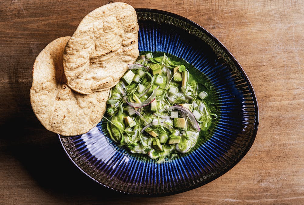 A photo of the Shrimp Aguachile served at Mijo