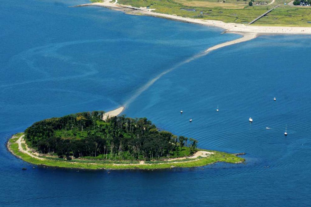 an island in the middle of a body of water