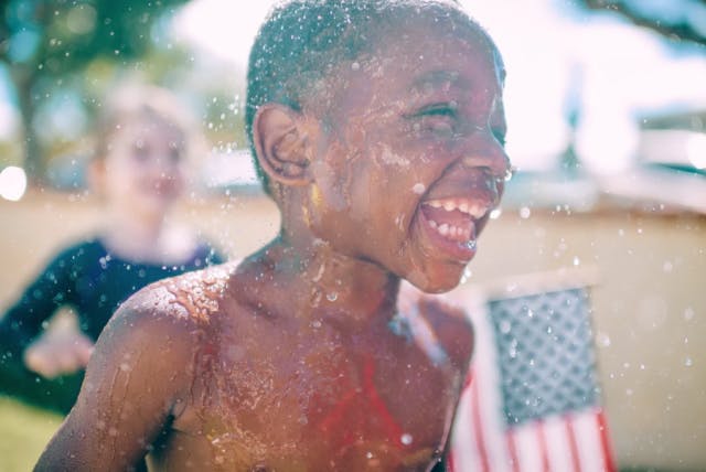 a kid laughing