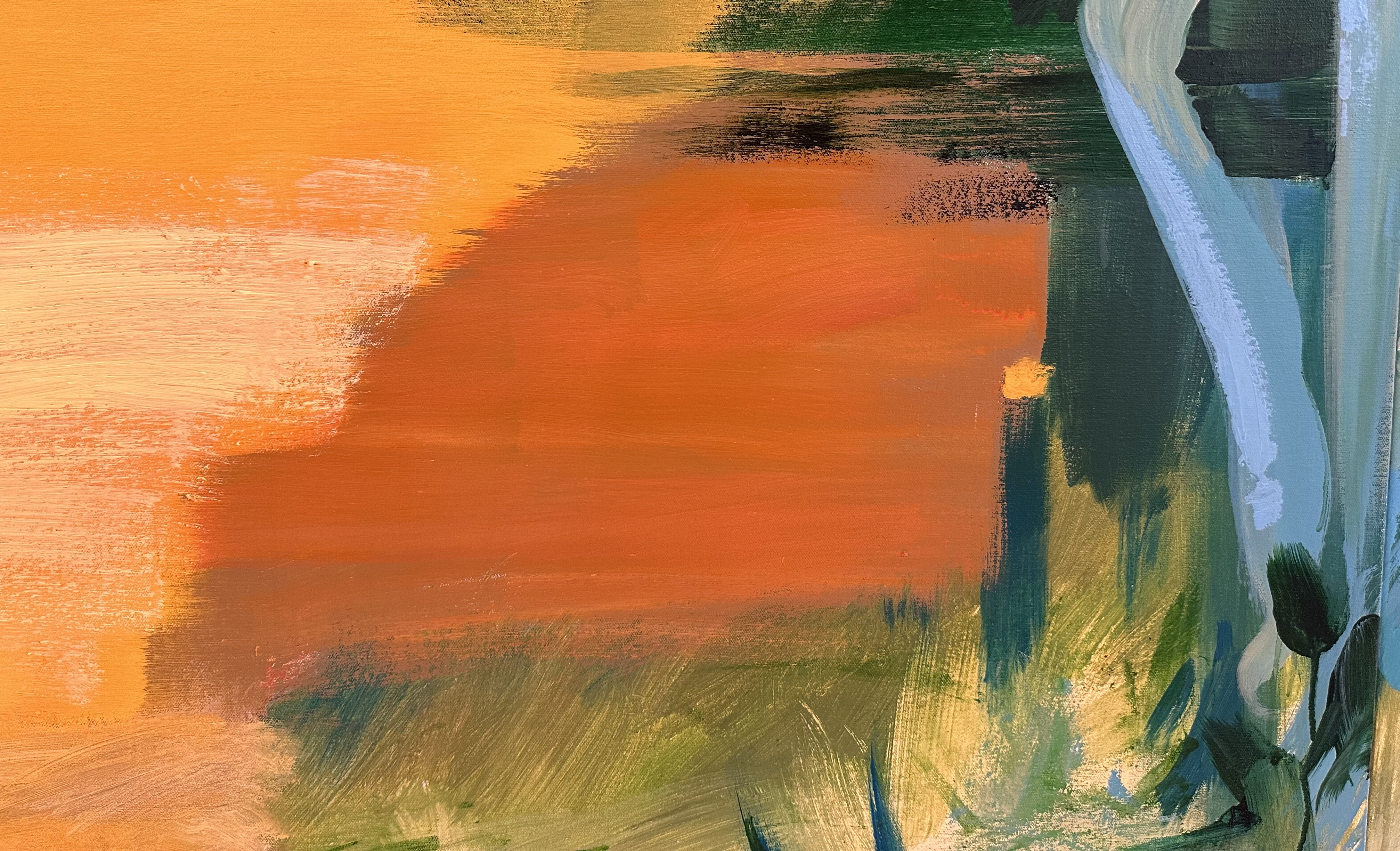 a painting of a body of water