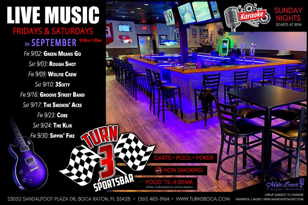 Turn 3 Sports Bar Most Exciting Sports Bar in Boca Raton, FL
