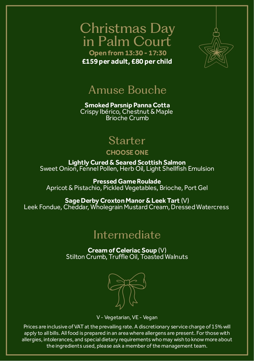 a menu with text and images on it