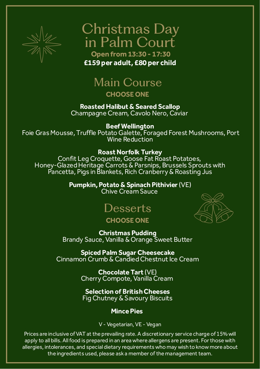 a menu with white text and green background