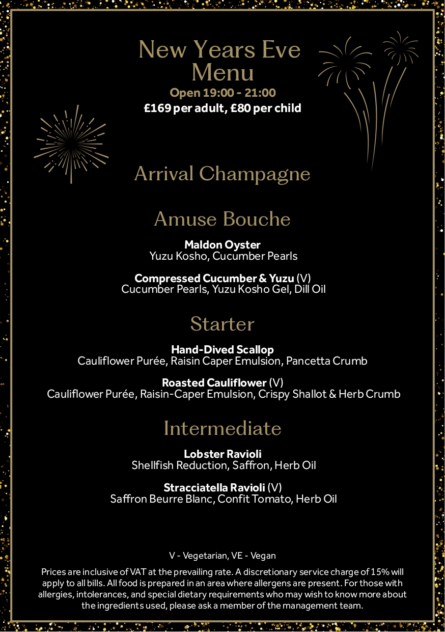 a black and gold menu