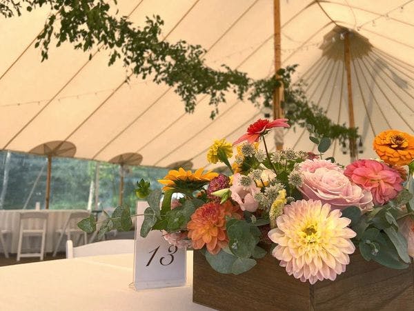 a vase of flowers on a table