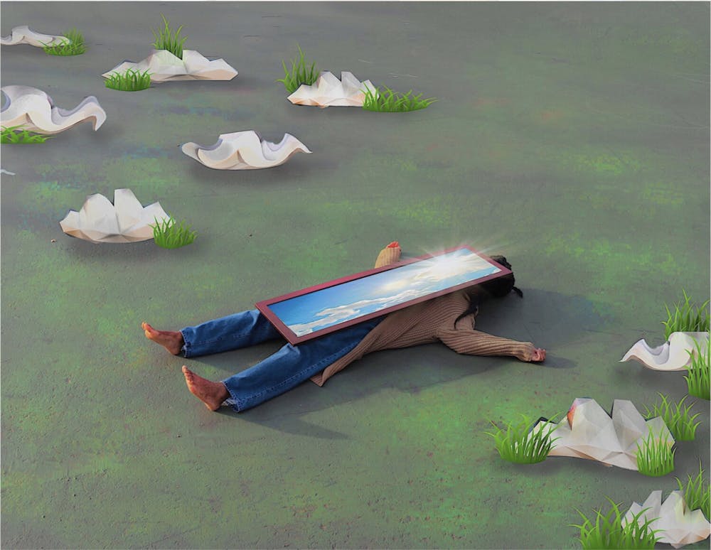 a bird sitting on top of a grass covered field