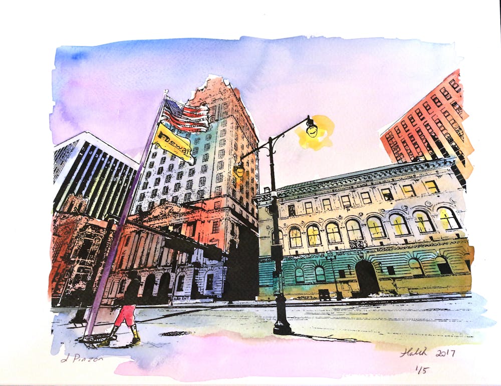 a stack of flyers on a table