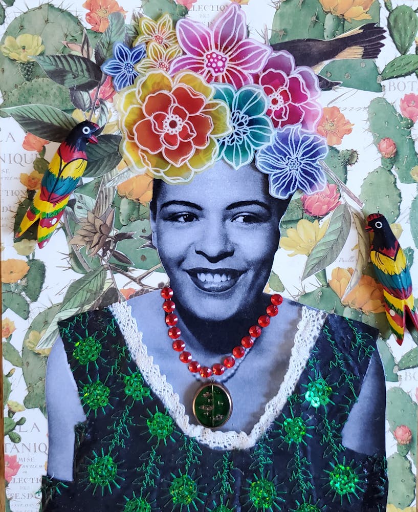 a colorful stuffed animals face