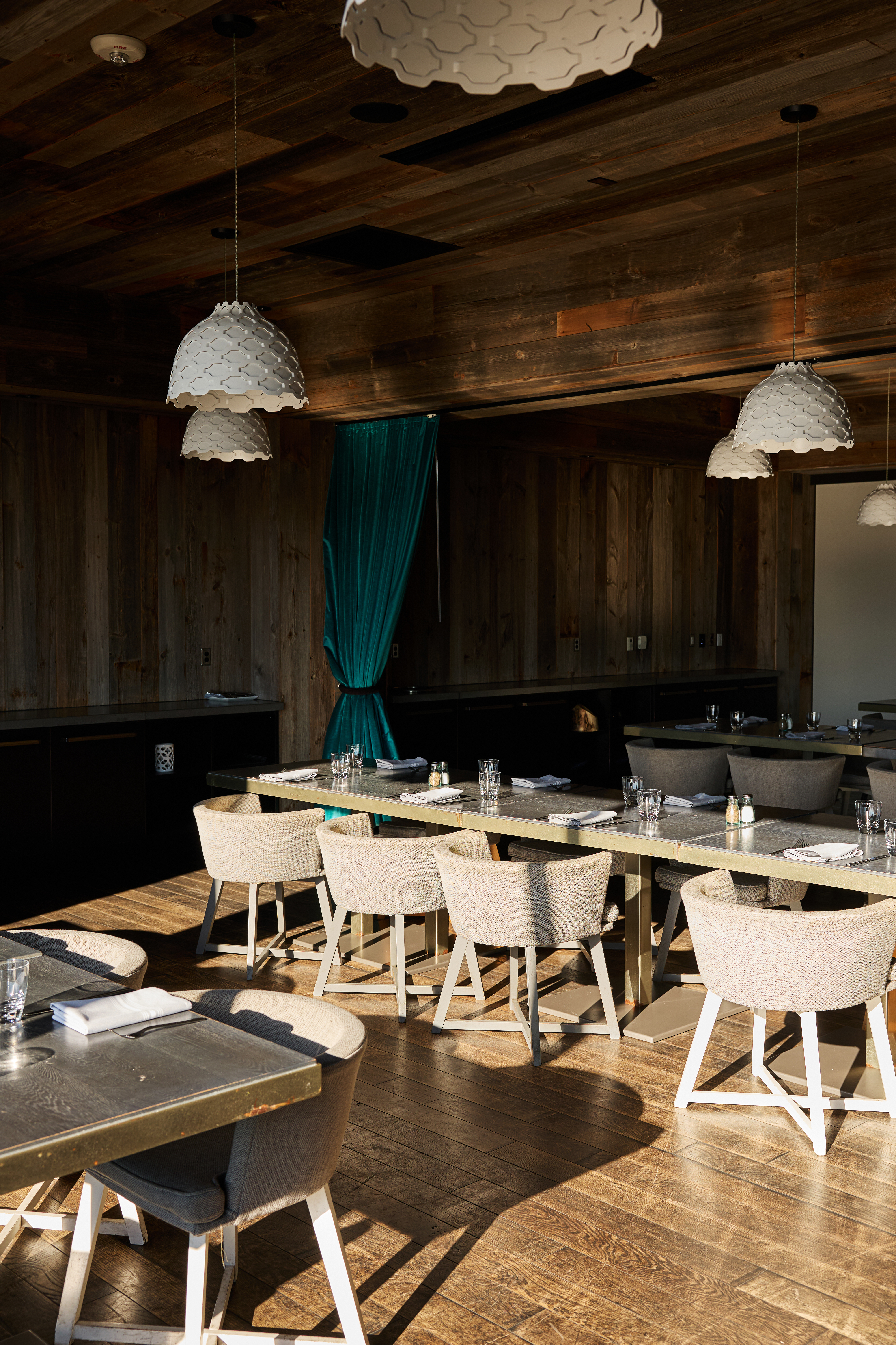 a room with tables and chairs