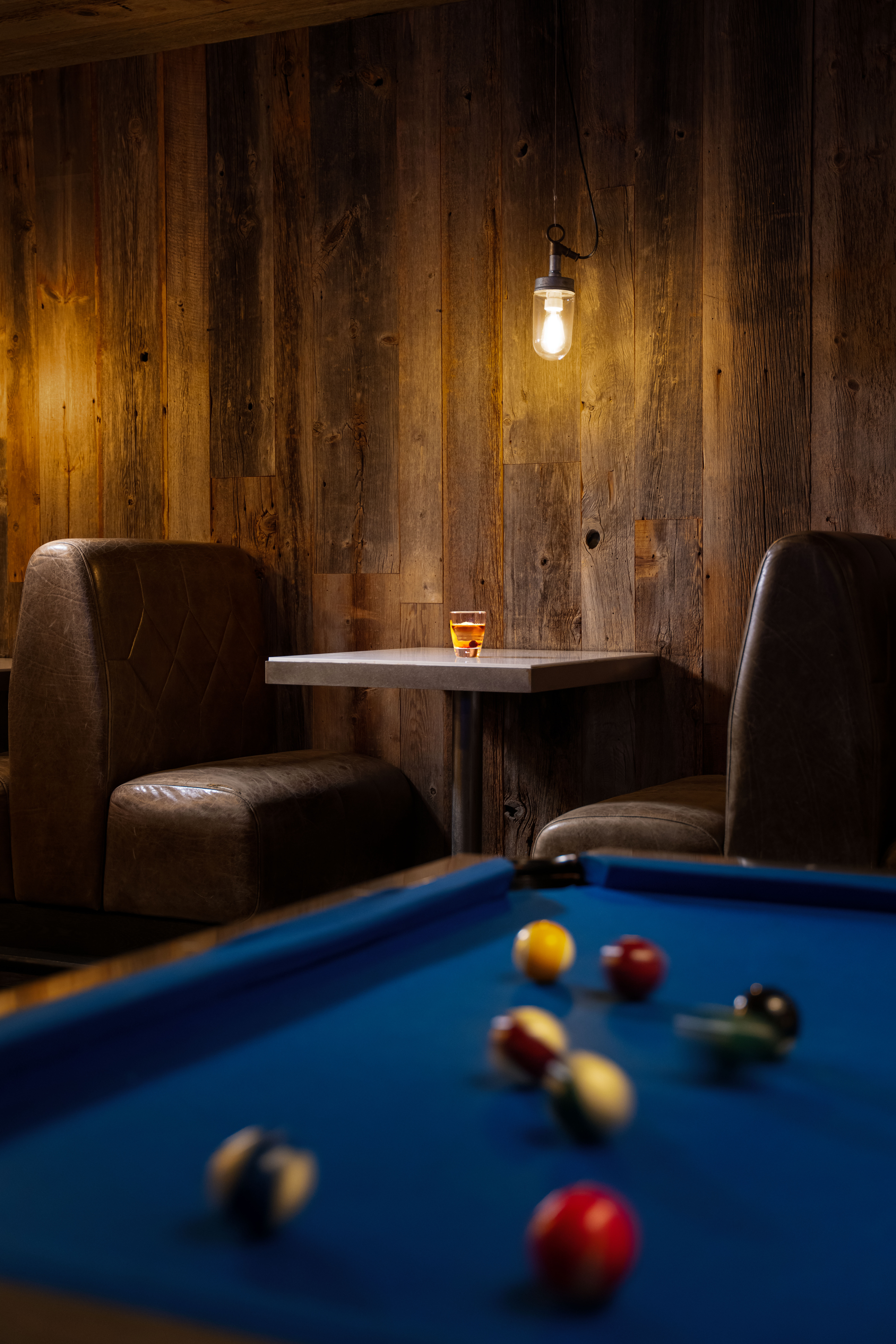 a pool table with balls on it