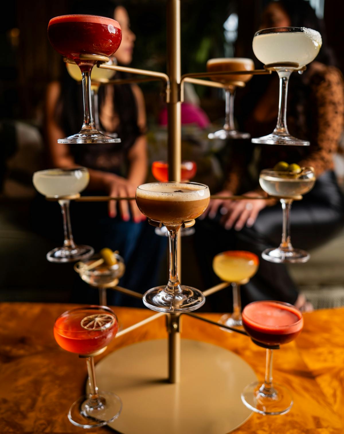 a table with wine glasses