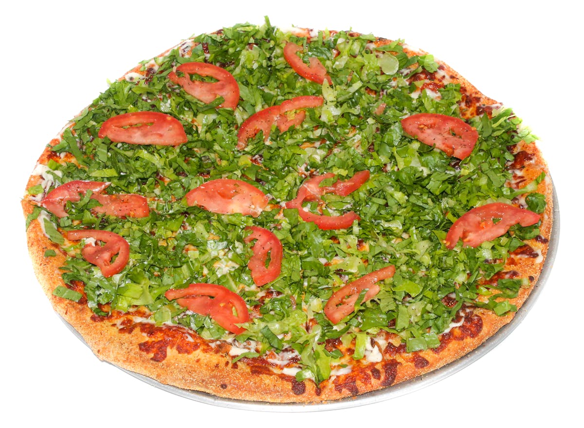 a pizza sitting on top of a table