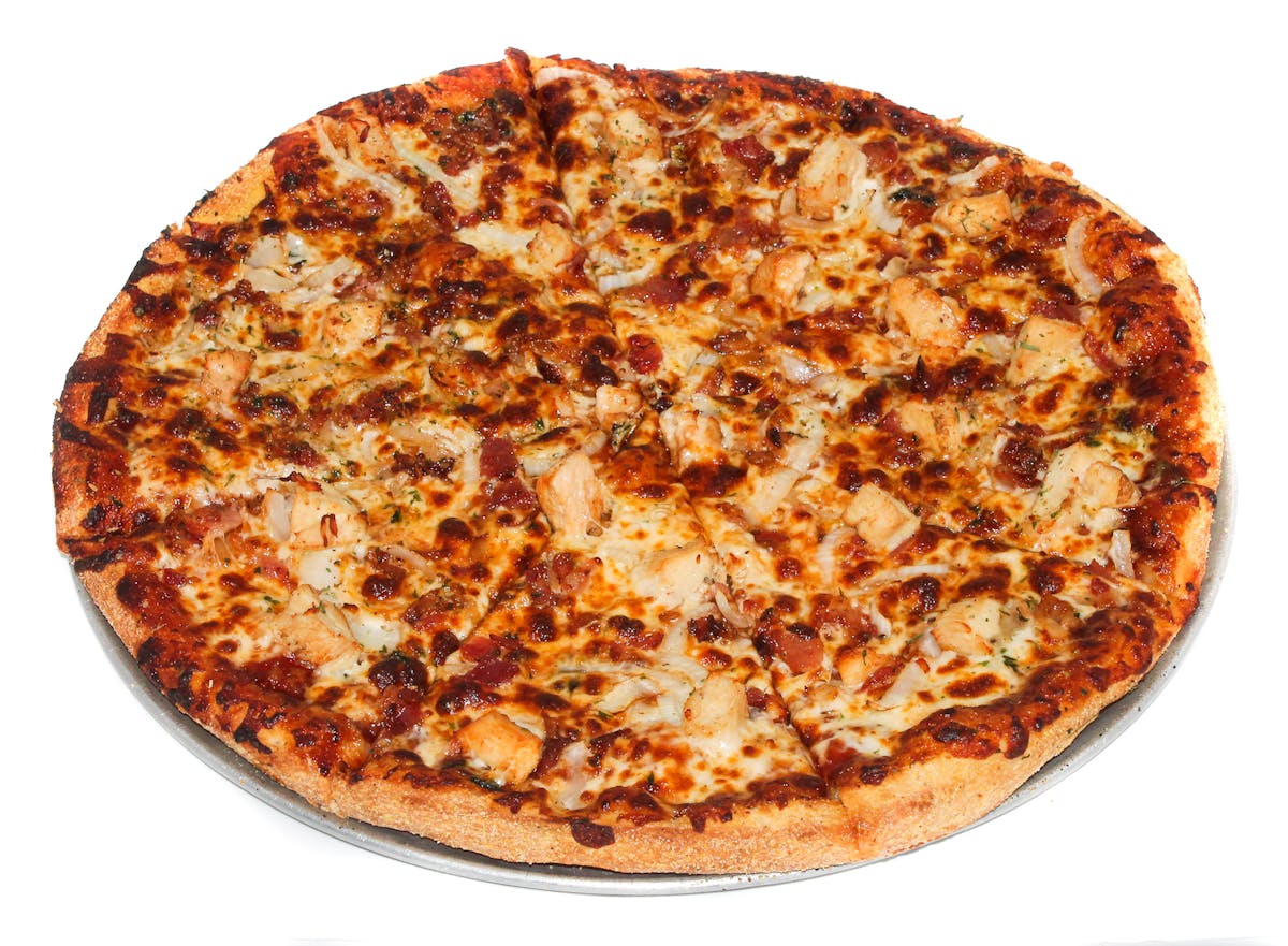 a pizza sitting on top of a table