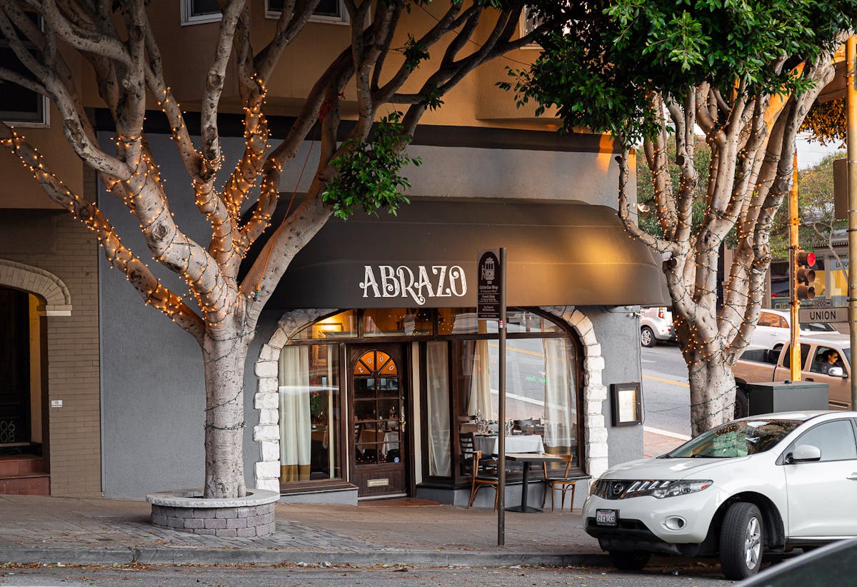 a car parked in front of a building