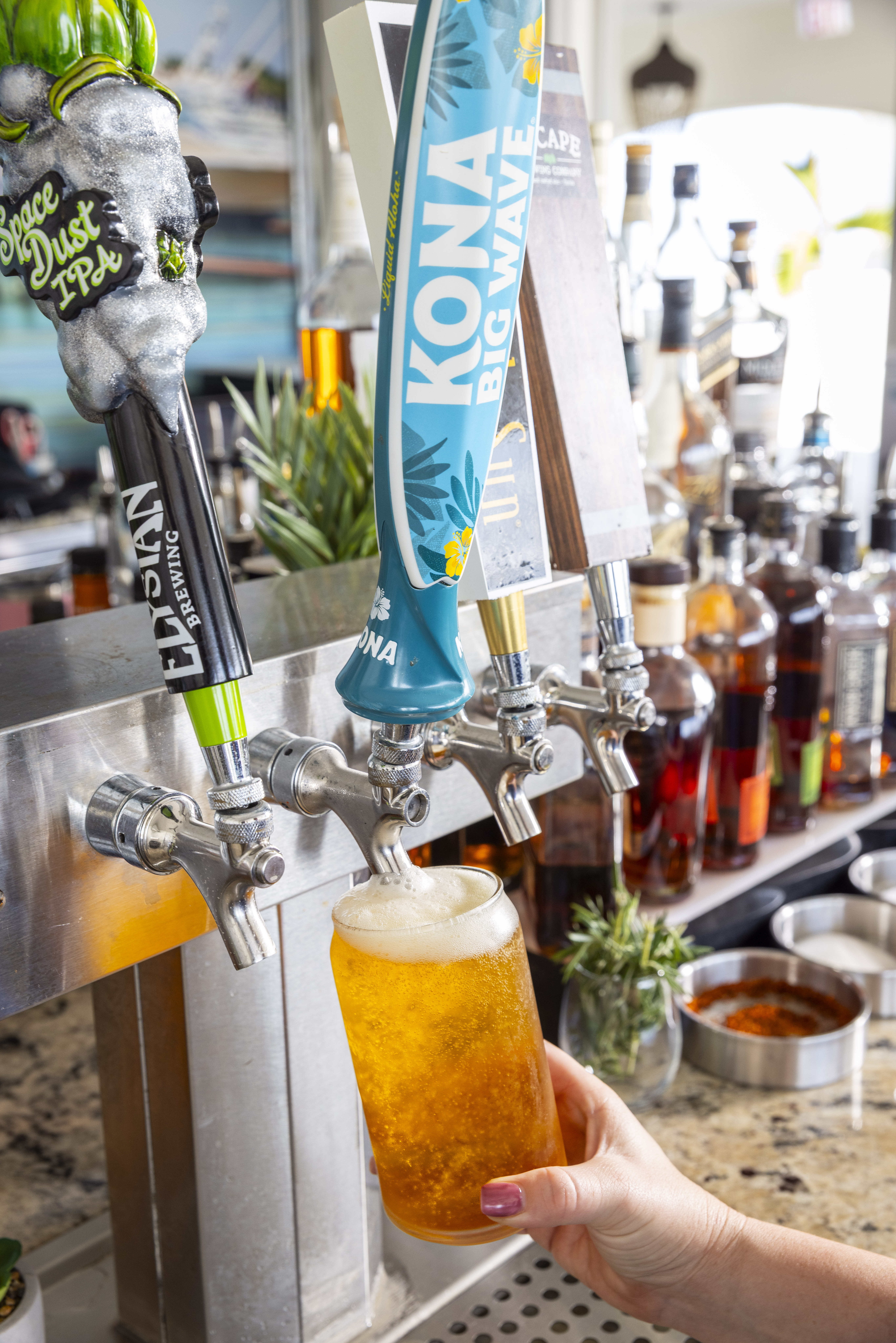 a hand holding a glass of beer