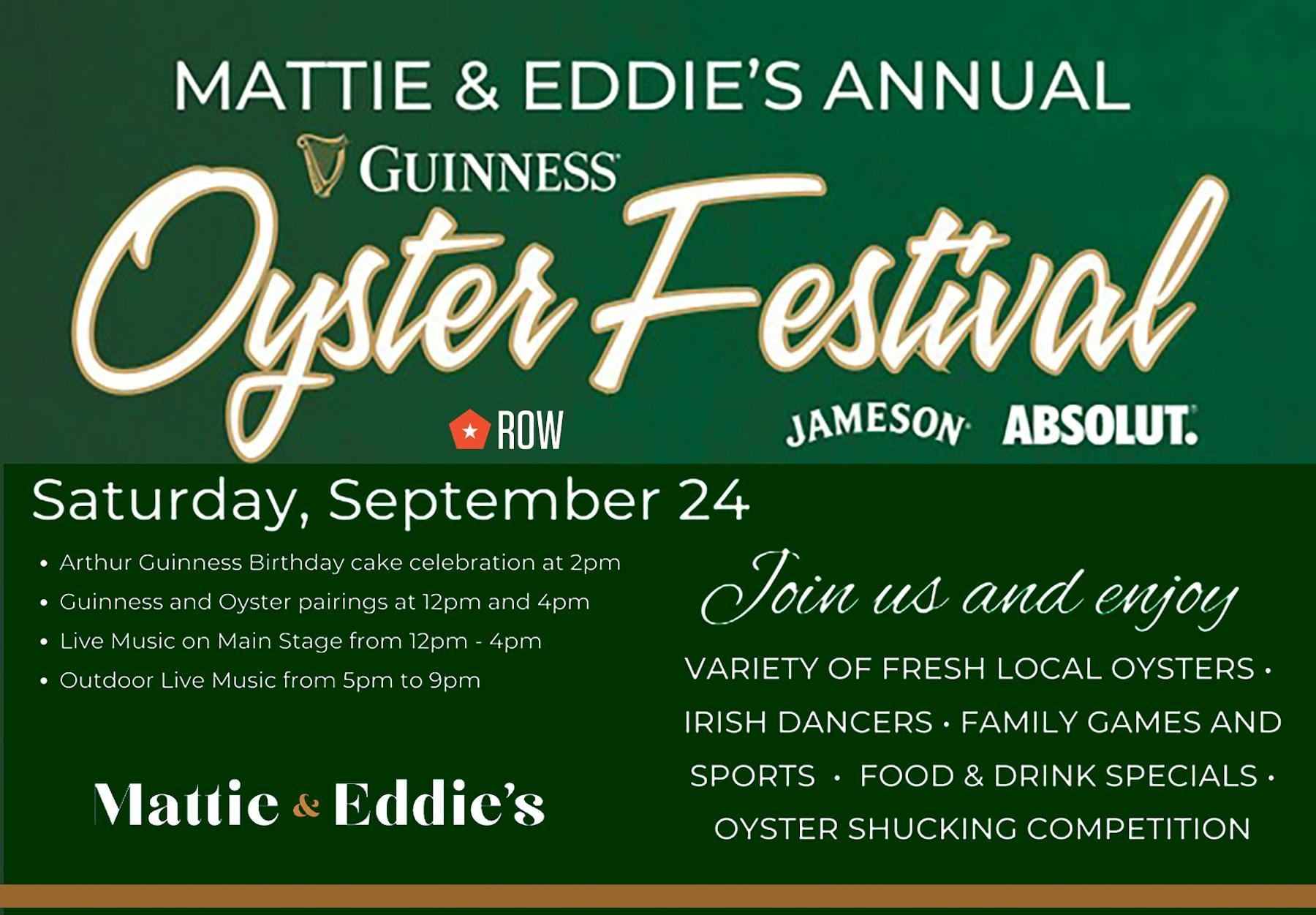 Søgemaskine markedsføring Uredelighed Tarmfunktion 2nd Annual M&E Irish Oyster Festival | Mattie and Eddie's | Irish Bar  Restaurant in Arlington, VA