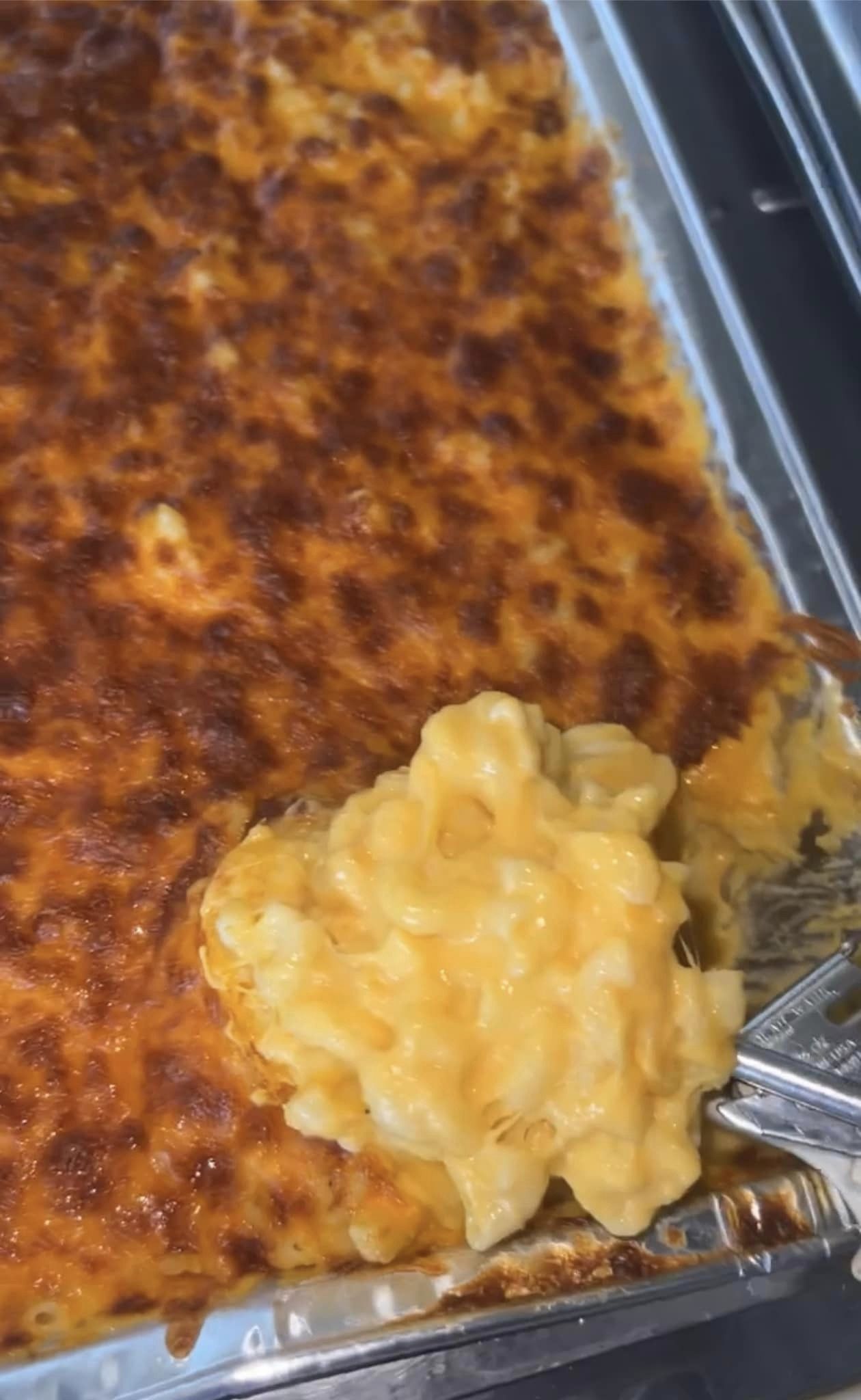 a dish is filled with food