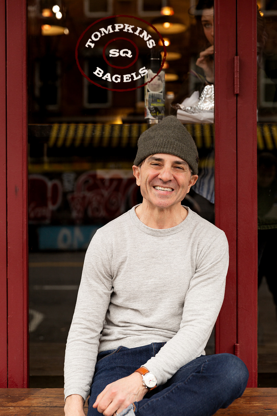 a man sitting on a bench