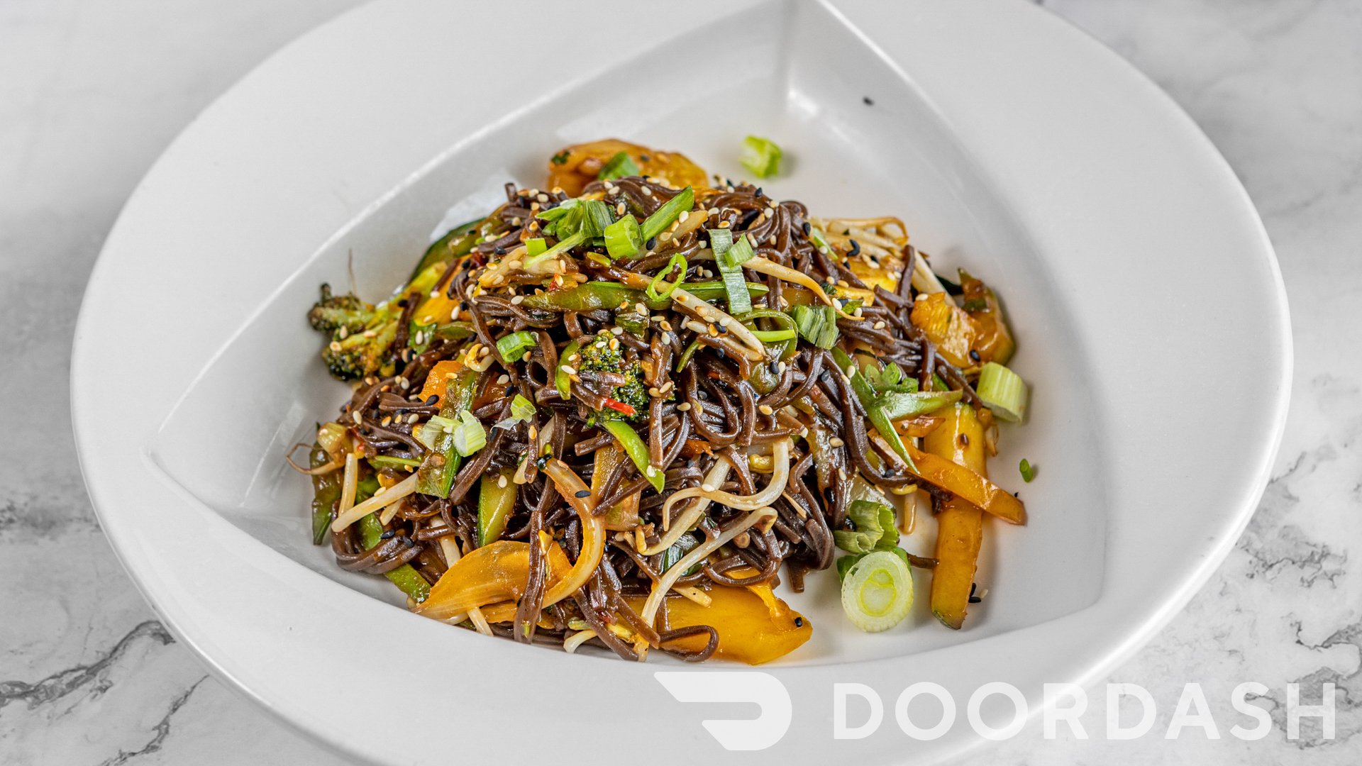 a plate of food on a counter
