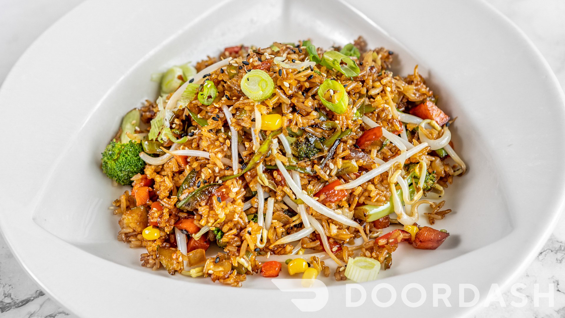 a plate of food on a counter