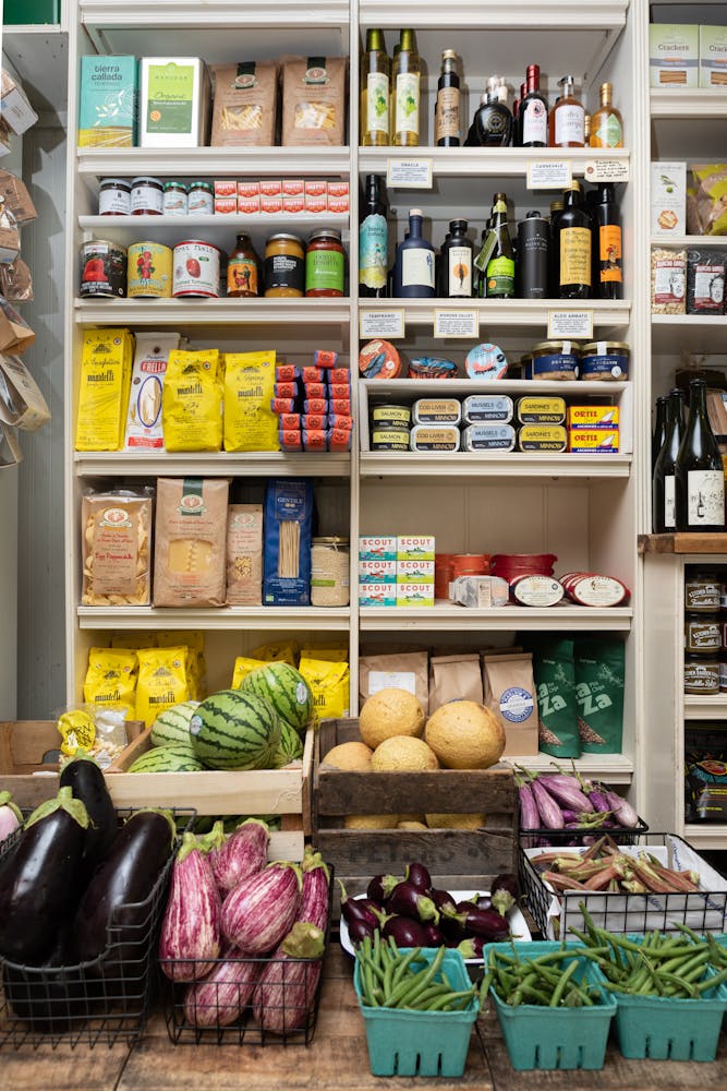 dry goods on store shelves