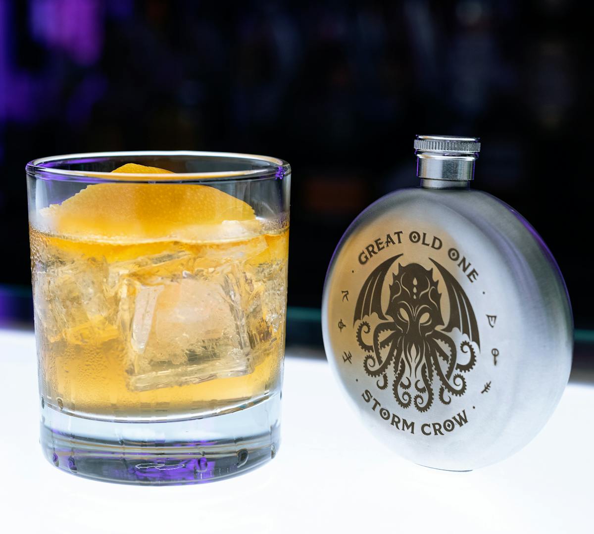 The Great Old One cocktail with collectible flask
