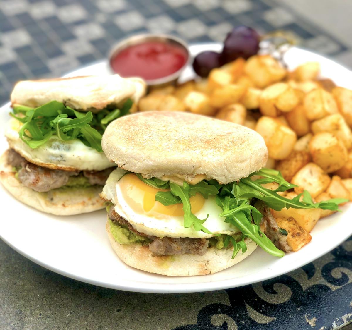 a sandwich sitting on top of a plate of food