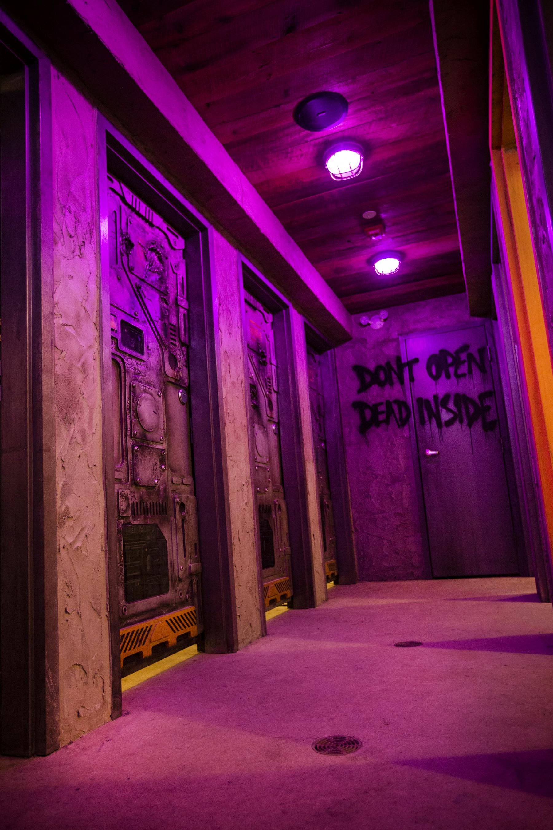 Purple lighted hallway