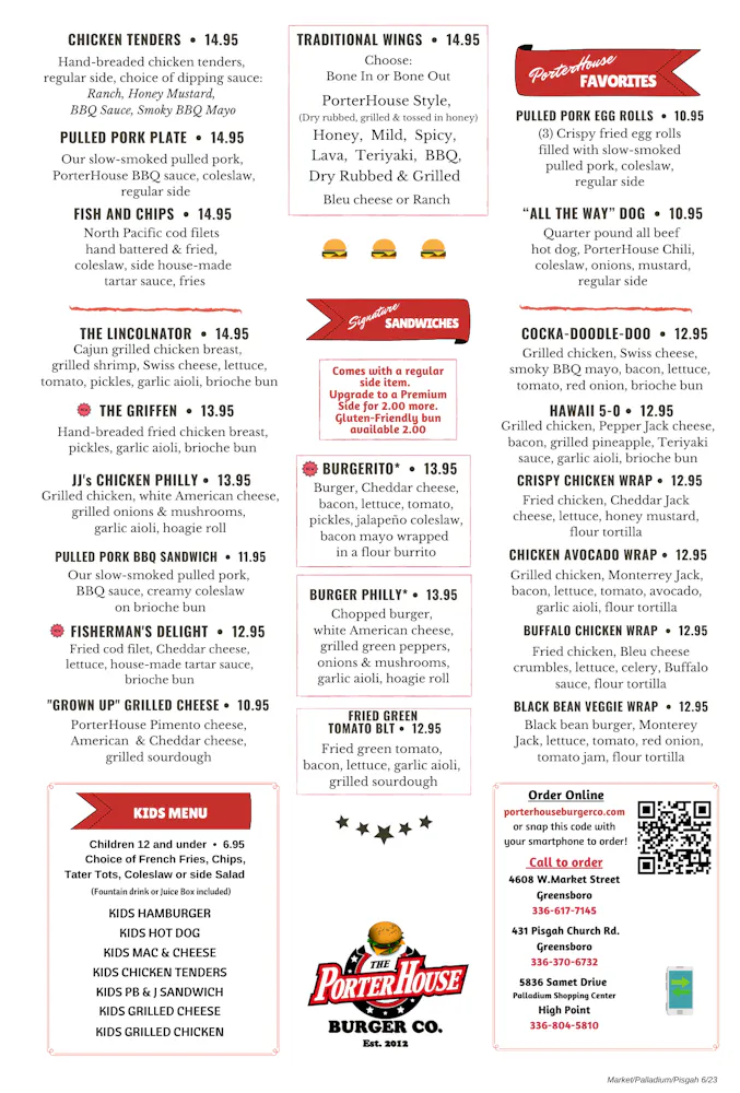 Porterhouse Decatur Il Menu Our Menu | PorterHouse Burger Company