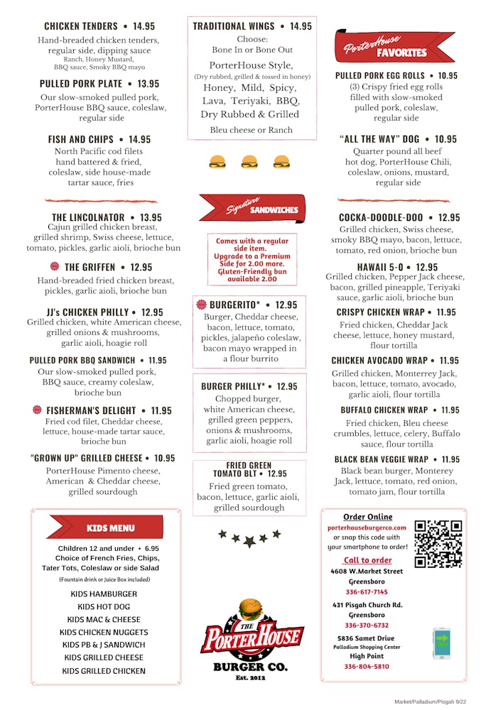 Our Menu | PorterHouse Burger Company