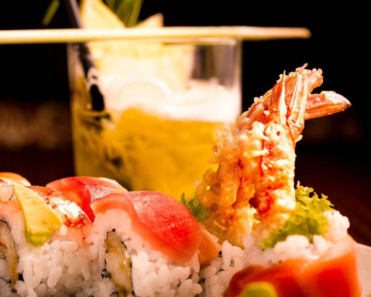 a close up of sushi