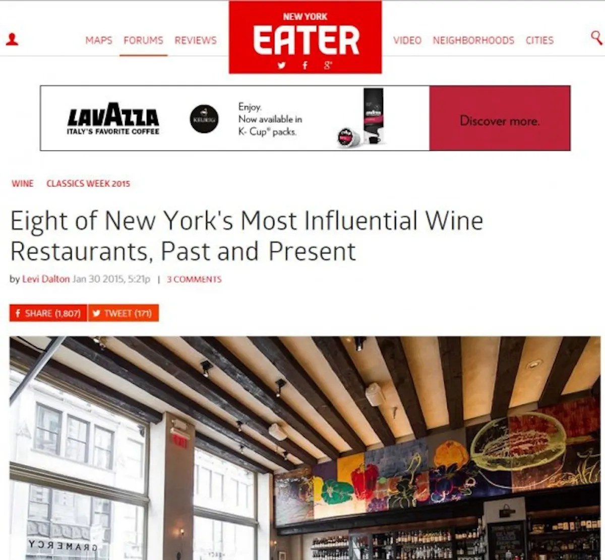 Eater Names Tribeca Grill One of New York's Most Influential Wine