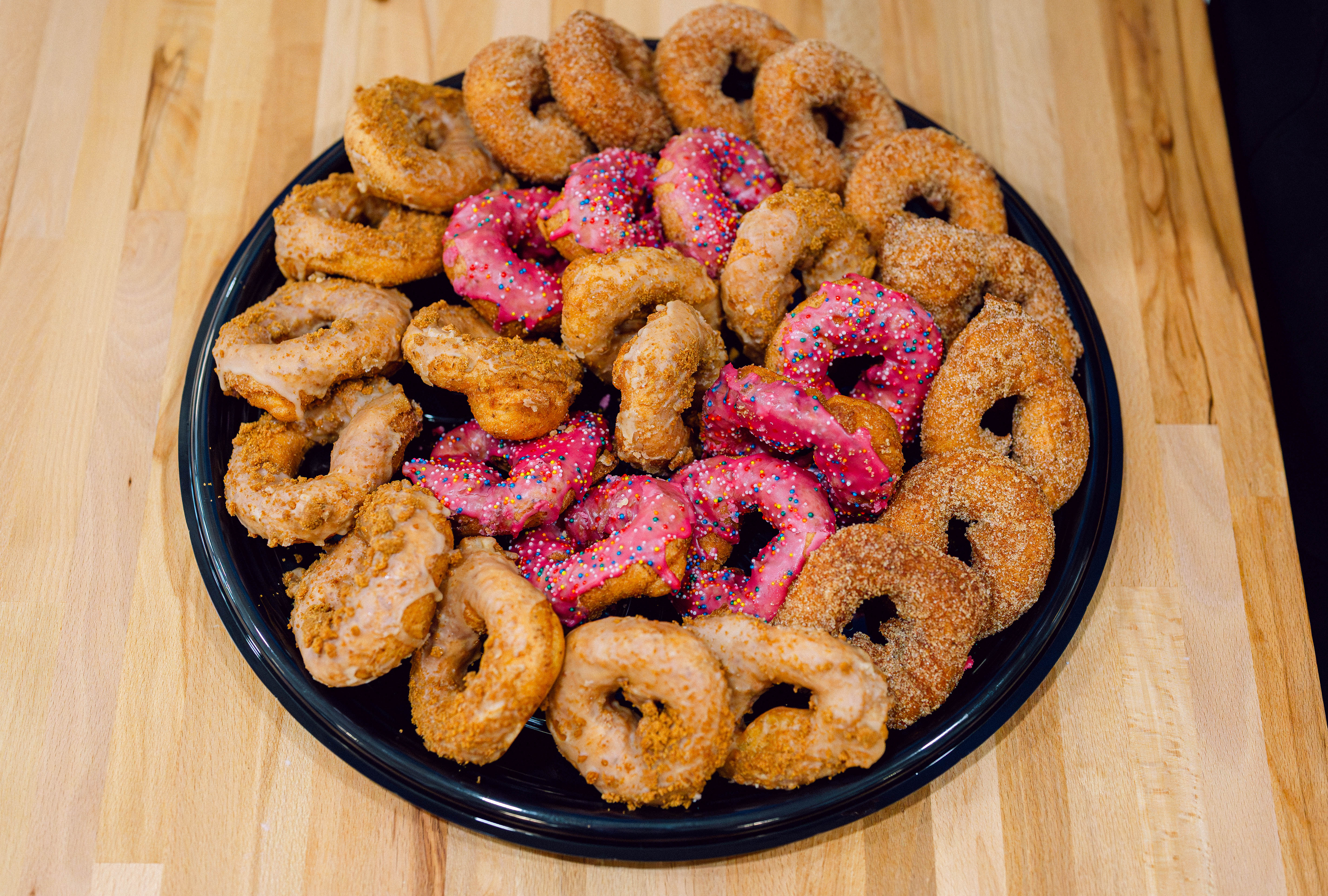 a plate of donuts