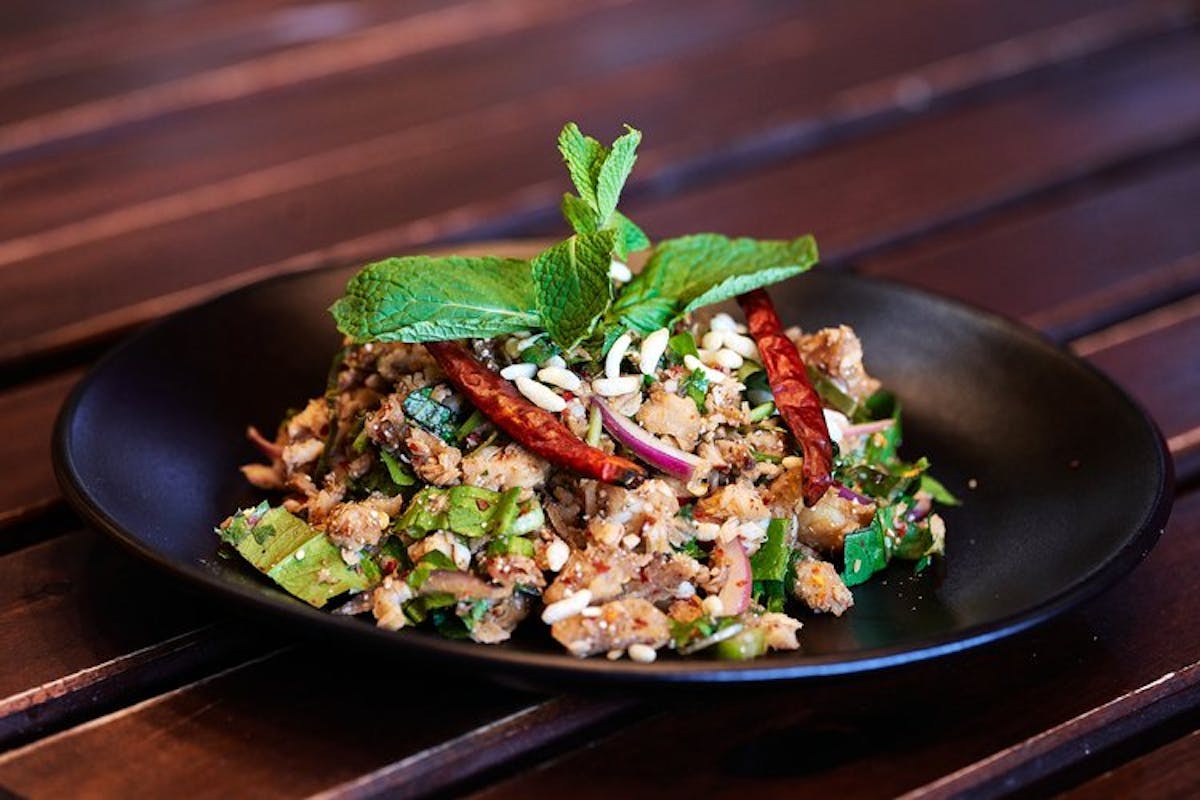 a close up of food