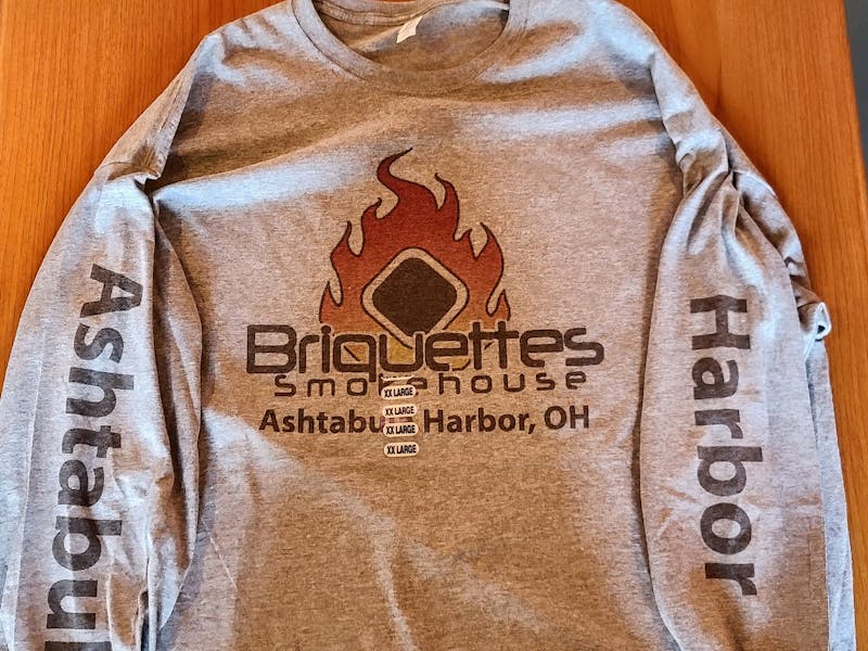 Grey Long Sleeve Briquettes Smokehouse We combine a retro style