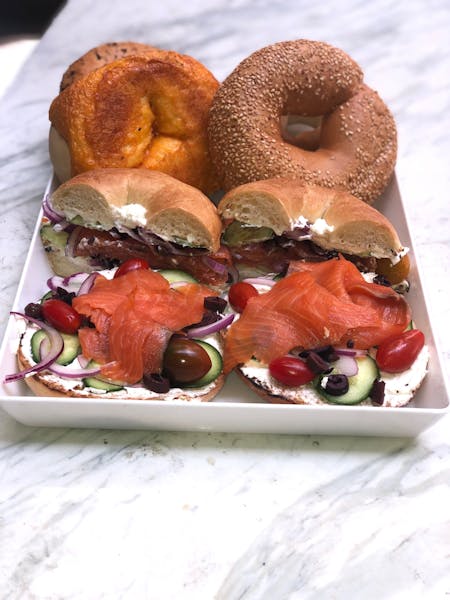 Assorted Bagels with Lox LA Cafe
