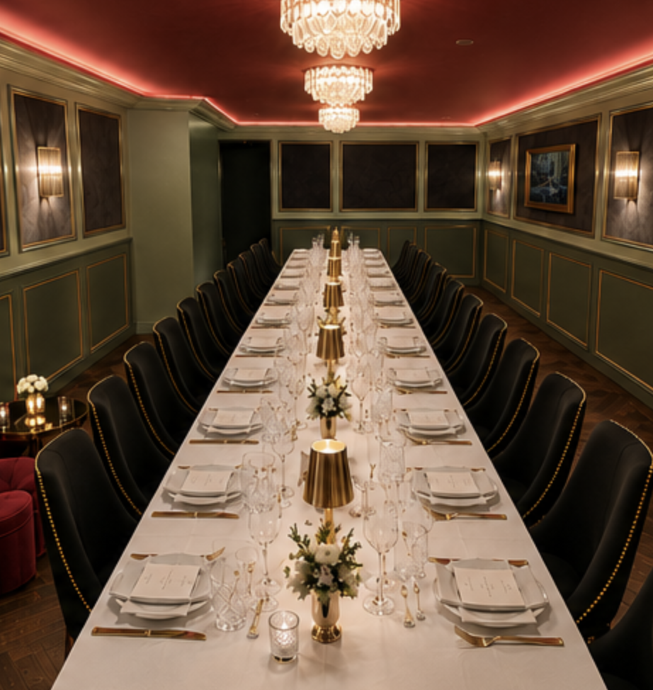 Maison Madison gallery lounge set for seated private dining