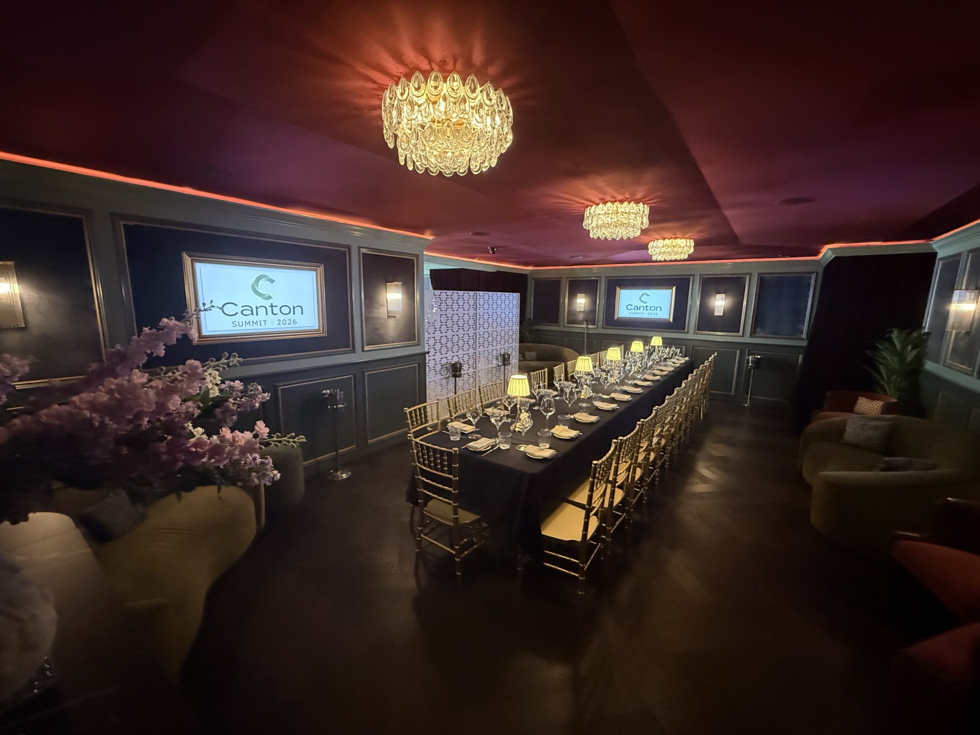 Maison Madison gallery lounge set for seated private dining
