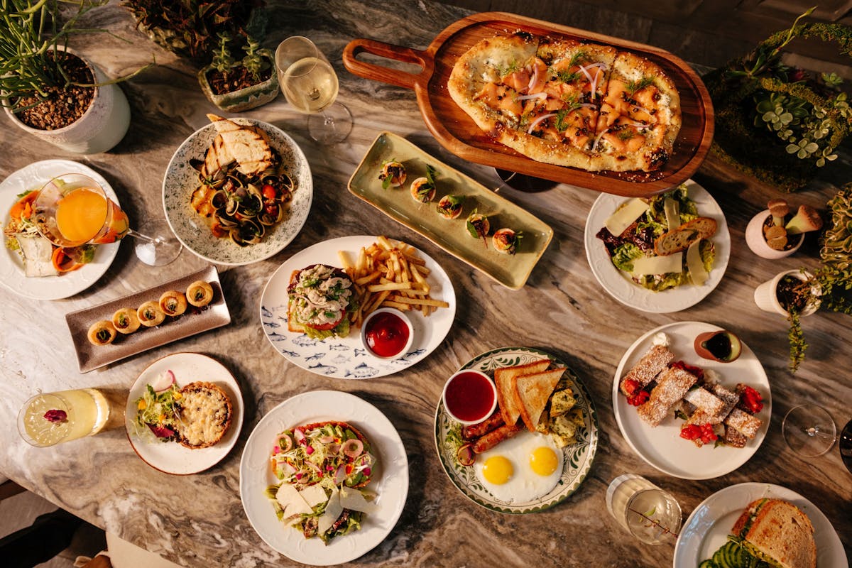 a bunch of food on a table