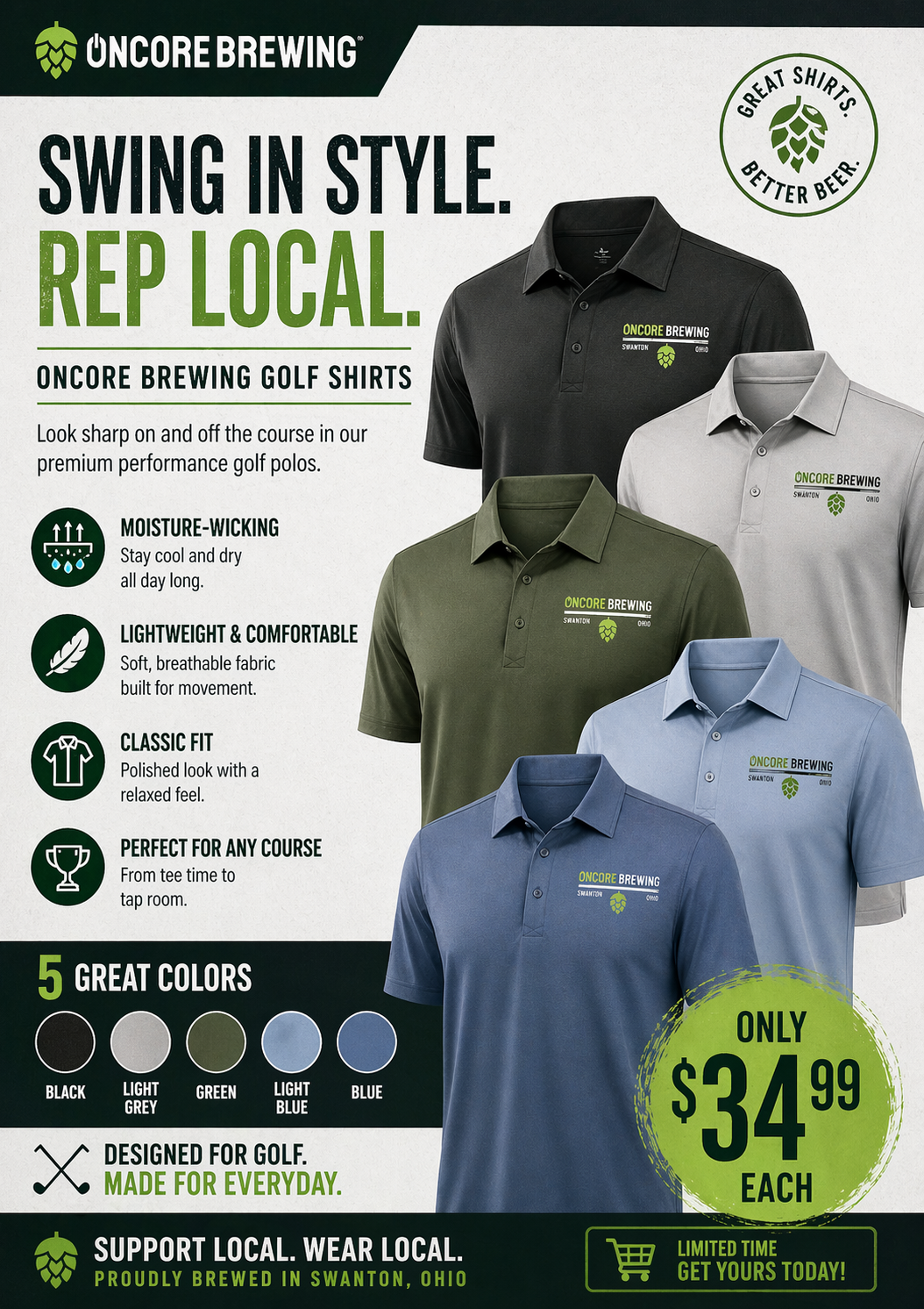 a poster of golf shirts