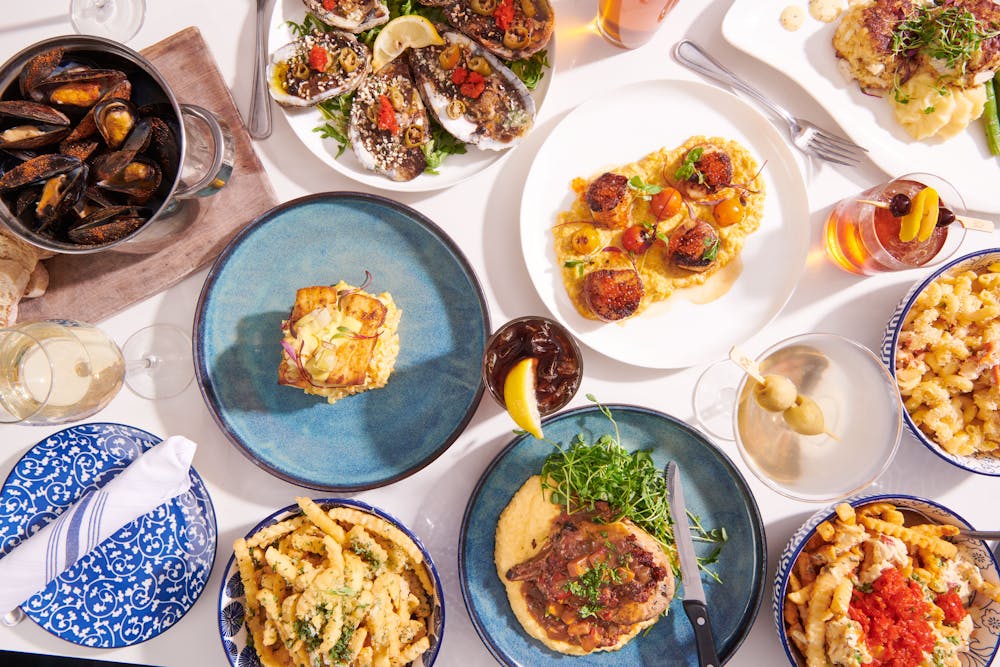 many different types of food on a plate