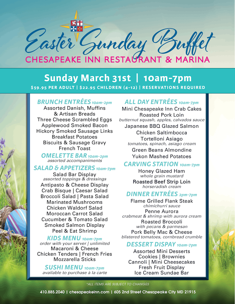 Easter Sunday Buffet Menu 2024